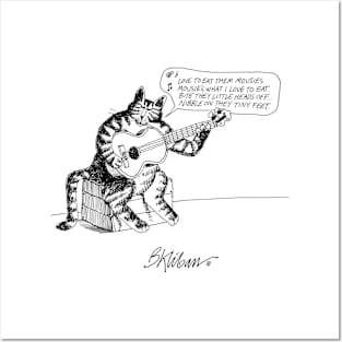 B Kliban Cat Guitar Posters and Art